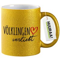 Glitzertasse V&ouml;lklingen verliebt 330ml
