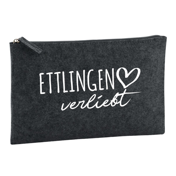 Kulturbeutel Ettlingen verliebt 1 Liter Filz Charcoal Kosmetiktasche