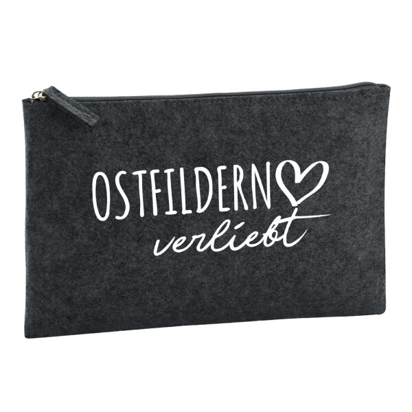 Kulturbeutel Ostfildern verliebt 1 Liter Filz Charcoal Kosmetiktasche