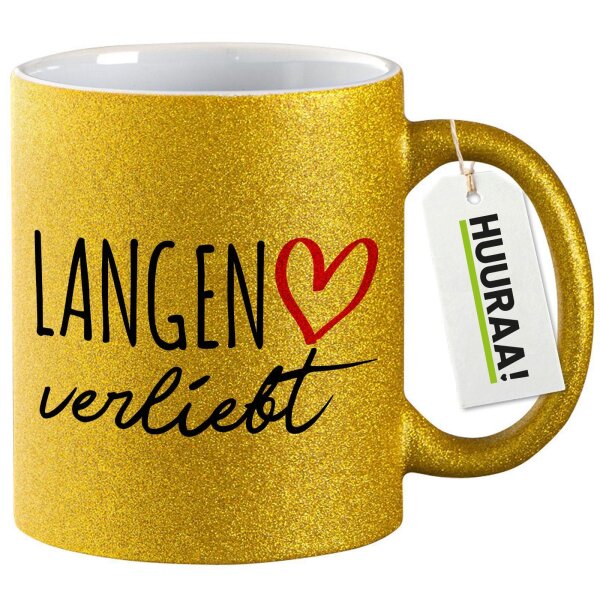 Glitzertasse Langen verliebt 330ml