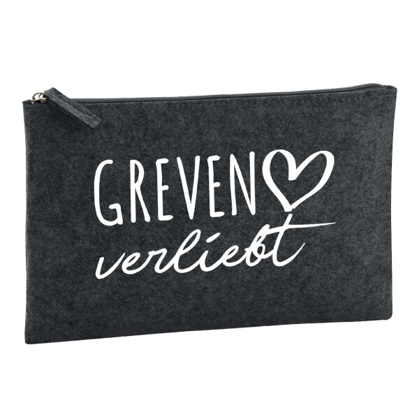 Kulturbeutel Greven verliebt 1 Liter Filz Charcoal Kosmetiktasche