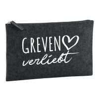Kulturbeutel Greven verliebt 1 Liter Filz Charcoal Kosmetiktasche
