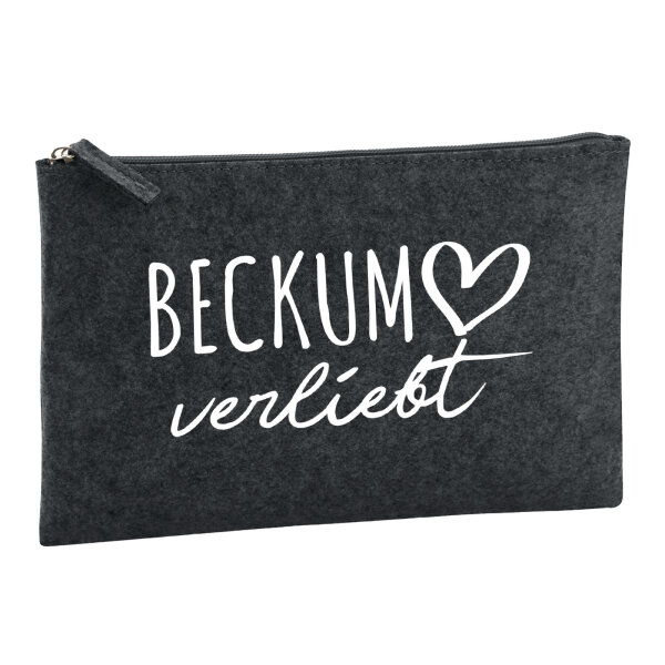 Kulturbeutel Beckum verliebt 1 Liter Filz Charcoal Kosmetiktasche
