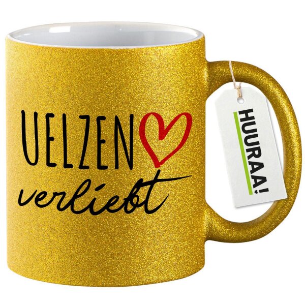 Glitzertasse Uelzen verliebt 330ml