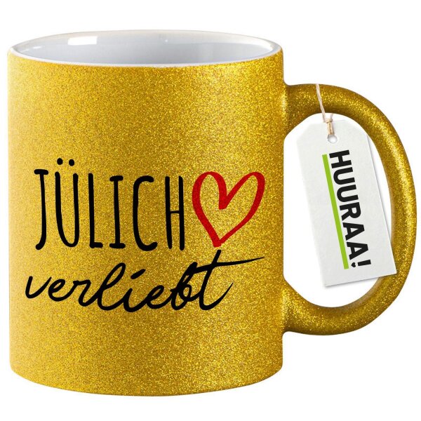 Glitzertasse Jülich verliebt 330ml