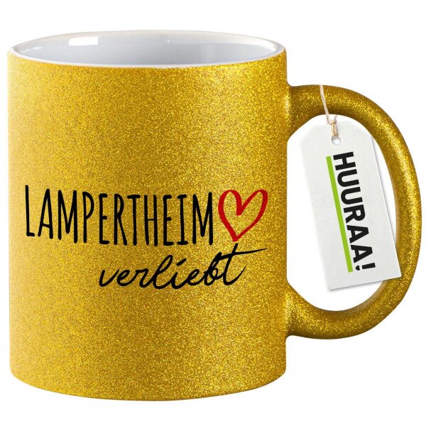Glitzertasse Lampertheim verliebt 330ml