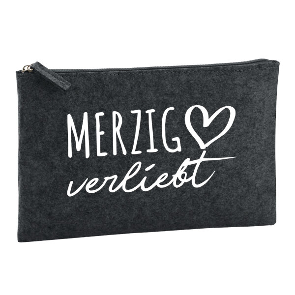 Kulturbeutel Merzig verliebt 1 Liter Filz Charcoal Kosmetiktasche