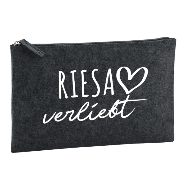 Kulturbeutel Riesa verliebt 1 Liter Filz Charcoal Kosmetiktasche