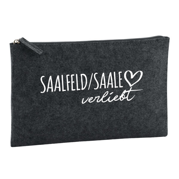 Kulturbeutel Saalfeld Saale verliebt 1 Liter Filz Charcoal Kosmetiktasche
