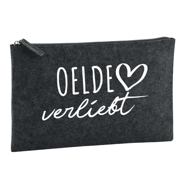 Kulturbeutel Oelde verliebt 1 Liter Filz Charcoal Kosmetiktasche
