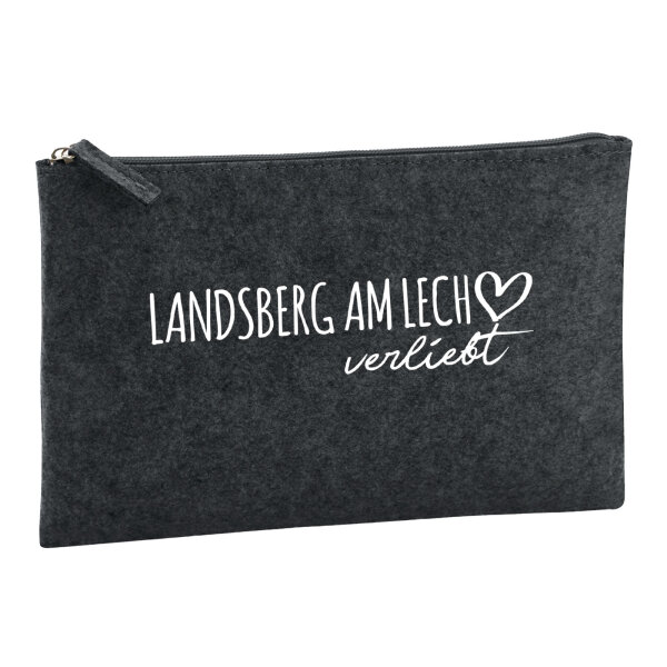 Kulturbeutel Landsberg am Lech verliebt 1 Liter Filz Charcoal Kosmetiktasche
