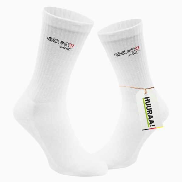 Socken Landsberg am Lech verliebt Größe 37/46 White Motiv Tennissocken
