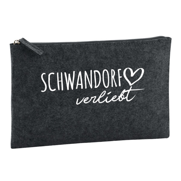 Kulturbeutel Schwandorf verliebt 1 Liter Filz Charcoal Kosmetiktasche