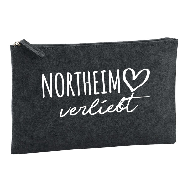 Kulturbeutel Northeim verliebt 1 Liter Filz Charcoal Kosmetiktasche