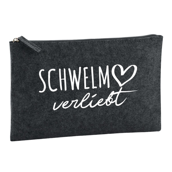Kulturbeutel Schwelm verliebt 1 Liter Filz Charcoal Kosmetiktasche