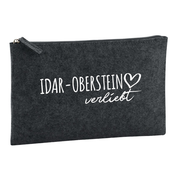 Kulturbeutel Idar-Oberstein verliebt 1 Liter Filz Charcoal Kosmetiktasche