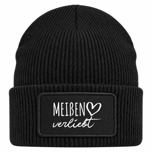 Beanie mit Patch Meißen verliebt Black