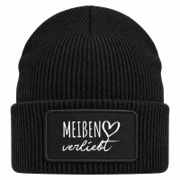 Beanie mit Patch Mei&szlig;en verliebt Black