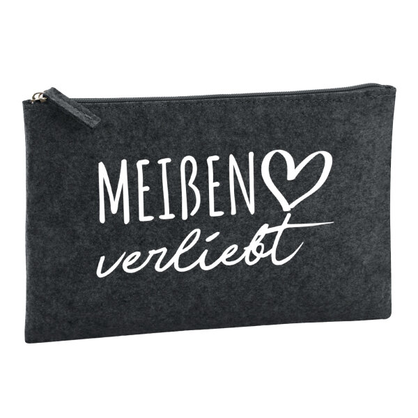 Kulturbeutel Meißen verliebt 1 Liter Filz Charcoal Kosmetiktasche