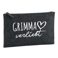 Kulturbeutel Grimma verliebt 1 Liter Filz Charcoal Kosmetiktasche