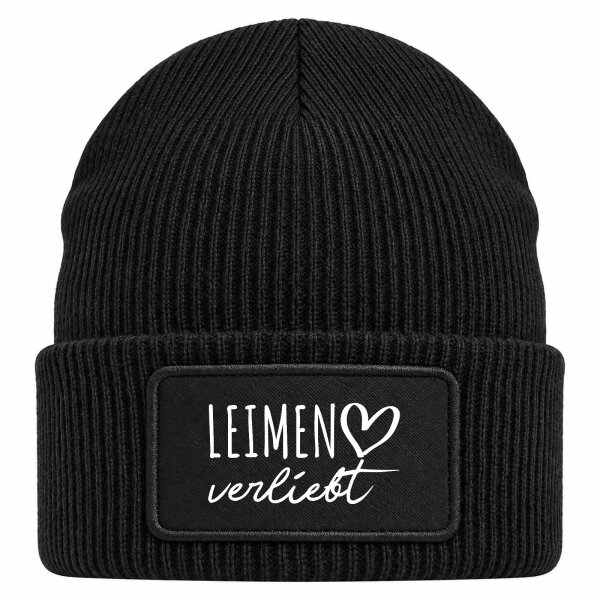 Beanie mit Patch Leimen verliebt Black