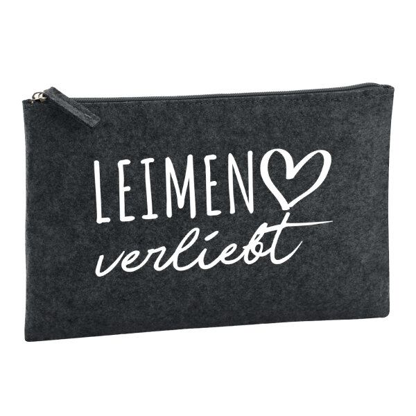 Kulturbeutel Leimen verliebt 1 Liter Filz Charcoal Kosmetiktasche
