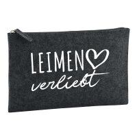 Kulturbeutel Leimen verliebt 1 Liter Filz Charcoal Kosmetiktasche