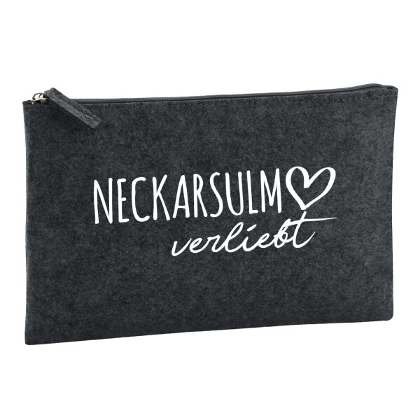 Kulturbeutel Neckarsulm verliebt 1 Liter Filz Charcoal Kosmetiktasche