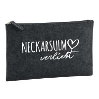 Kulturbeutel Neckarsulm verliebt 1 Liter Filz Charcoal Kosmetiktasche