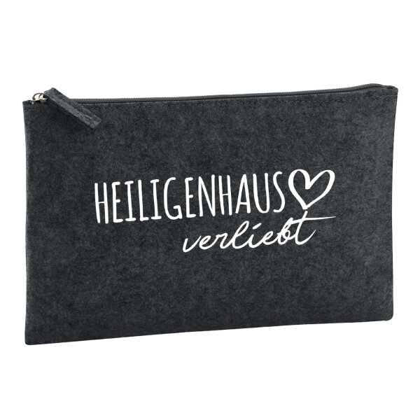 Kulturbeutel Heiligenhaus verliebt 1 Liter Filz Charcoal Kosmetiktasche