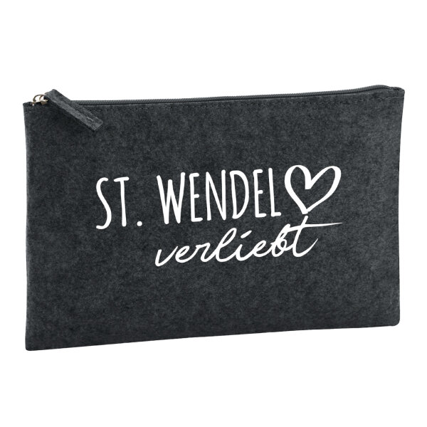 Kulturbeutel St. Wendel verliebt 1 Liter Filz Charcoal Kosmetiktasche
