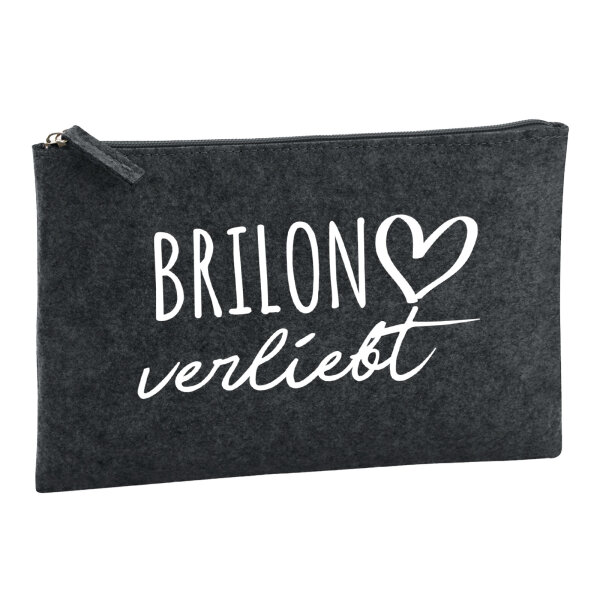 Kulturbeutel Brilon verliebt 1 Liter Filz Charcoal Kosmetiktasche