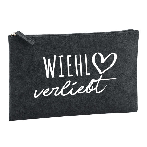 Kulturbeutel Wiehl verliebt 1 Liter Filz Charcoal Kosmetiktasche