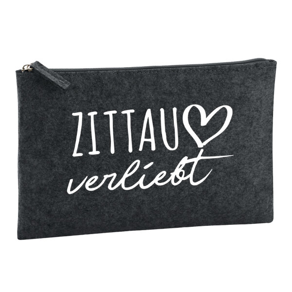 Kulturbeutel Zittau verliebt 1 Liter Filz Charcoal Kosmetiktasche