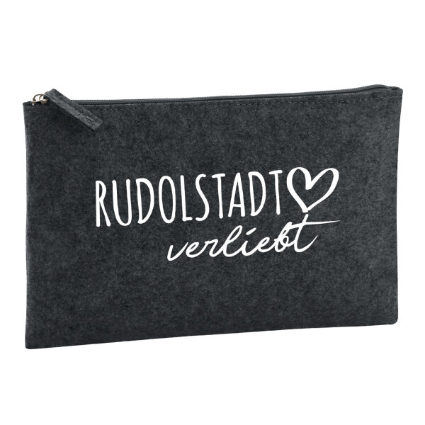 Kulturbeutel Rudolstadt verliebt 1 Liter Filz Charcoal Kosmetiktasche