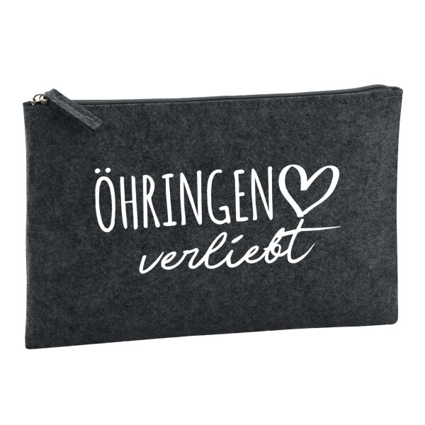 Kulturbeutel Öhringen verliebt 1 Liter Filz Charcoal Kosmetiktasche