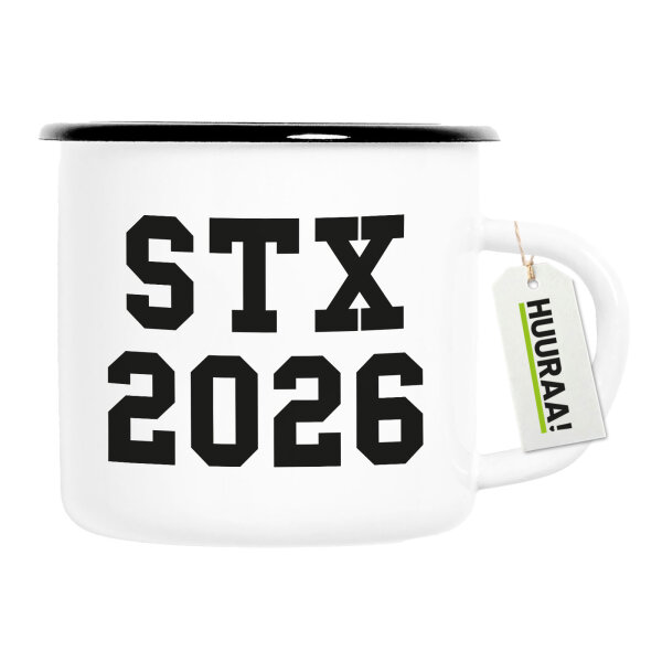 Emaille Tasse STX 2026 Abschluss Dänemark 300ml Vintage Emaille Becher
