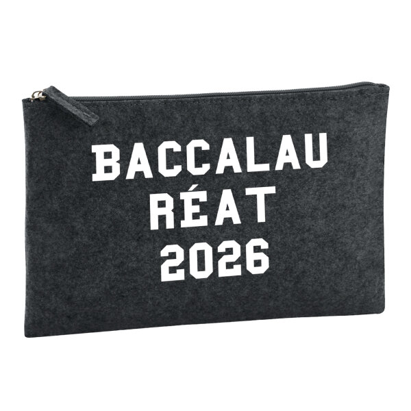 Kulturbeutel Baccalauréat 2026 Abschluss Frankreich 1 Liter Filz Charcoal Kosmetiktasche