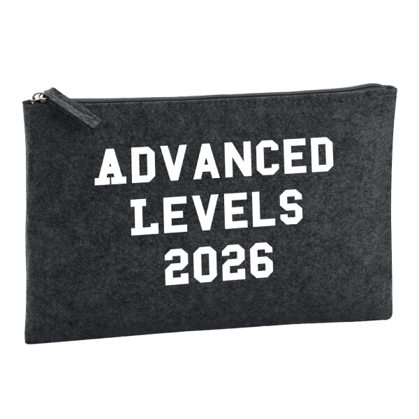 Kulturbeutel Advanced Levels 2026 Abschluss Großbritannien 1 Liter Filz Charcoal Kosmetiktasche