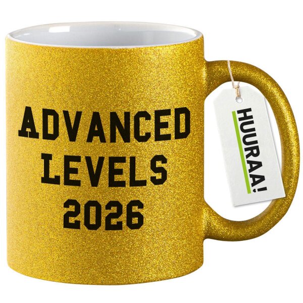 Glitzertasse Advanced Levels 2026 Abschluss Großbritannien 330ml