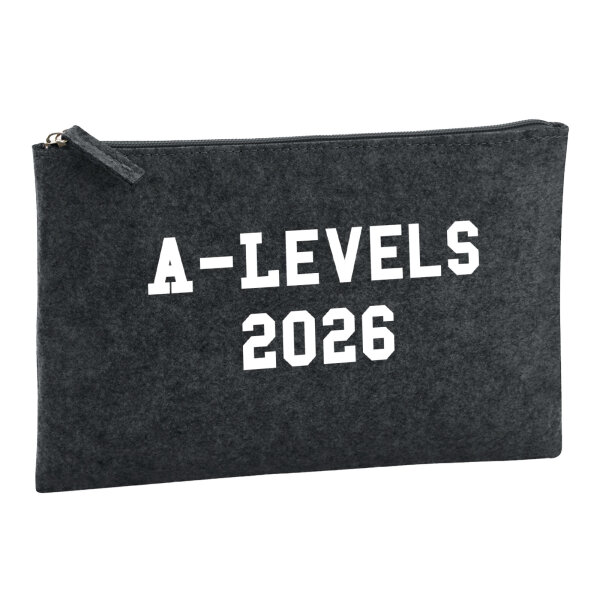 Kulturbeutel A-Levels 2026 Abschluss Großbritannien 1 Liter Filz Charcoal Kosmetiktasche
