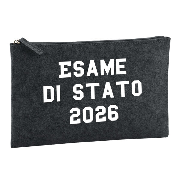 Kulturbeutel Esame di Stato 2026 Abschluss Italien 1 Liter Filz Charcoal Kosmetiktasche