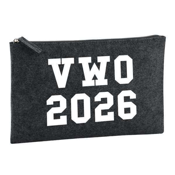 Kulturbeutel VWO 2026 Abschluss Niederlande 1 Liter Filz Charcoal Kosmetiktasche