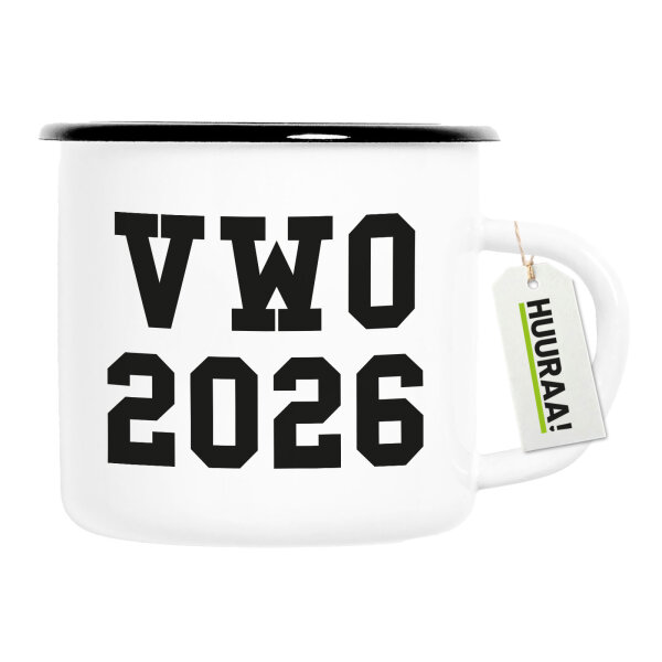 Emaille Tasse VWO 2026 Abschluss Niederlande 300ml Vintage Emaille Becher