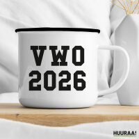 Emaille Tasse VWO 2026 Abschluss Niederlande 300ml Vintage Emaille Becher