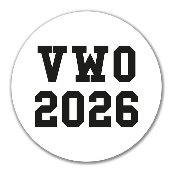 Aufkleber VWO 2026 Abschluss Niederlande 10cm Sticker