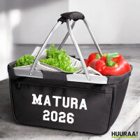 Einkaufskorb Matura 2026 Abschluss Österreich / Schweiz 20 Liter Tragekorb Black