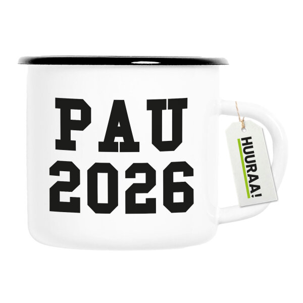 Emaille Tasse PAU 2026 Abschluss Spanien 300ml Vintage Emaille Becher