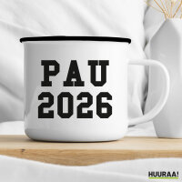 Emaille Tasse PAU 2026 Abschluss Spanien 300ml Vintage Emaille Becher