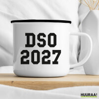 Emaille Tasse DSO 2027 Abschluss Belgien (ndl.) 300ml Vintage Emaille Becher